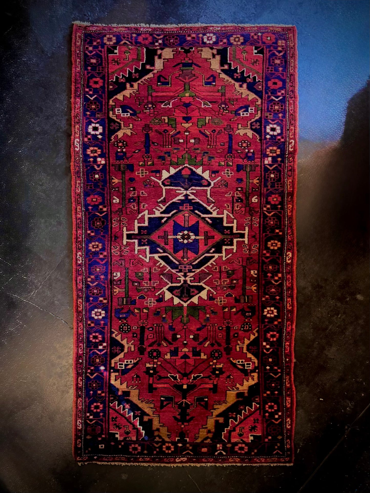 Vintage Persian Karaja Area Rug, Heriz Region