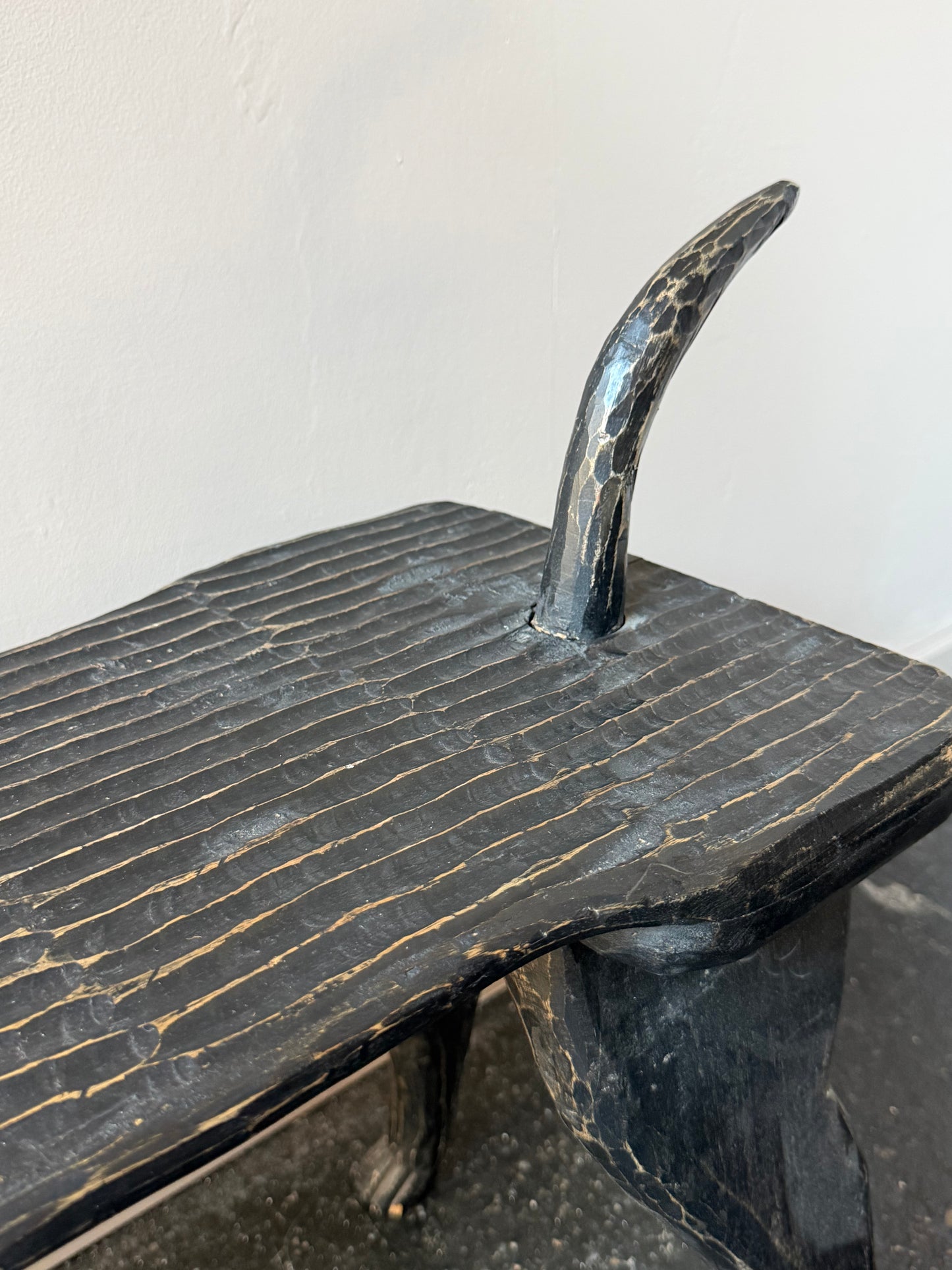 Sculptural Carved Wood Dog Bench