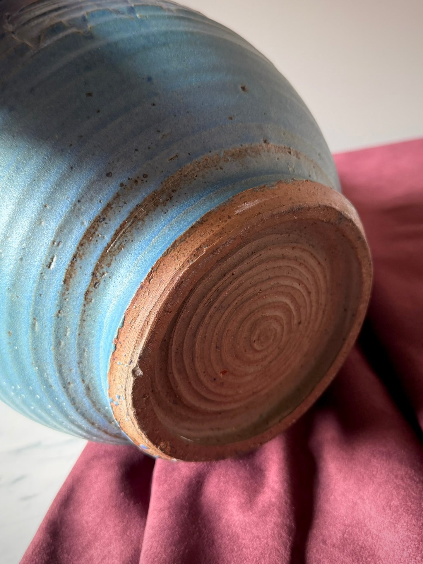 Oversized Stoneware Vase with Sun Motif