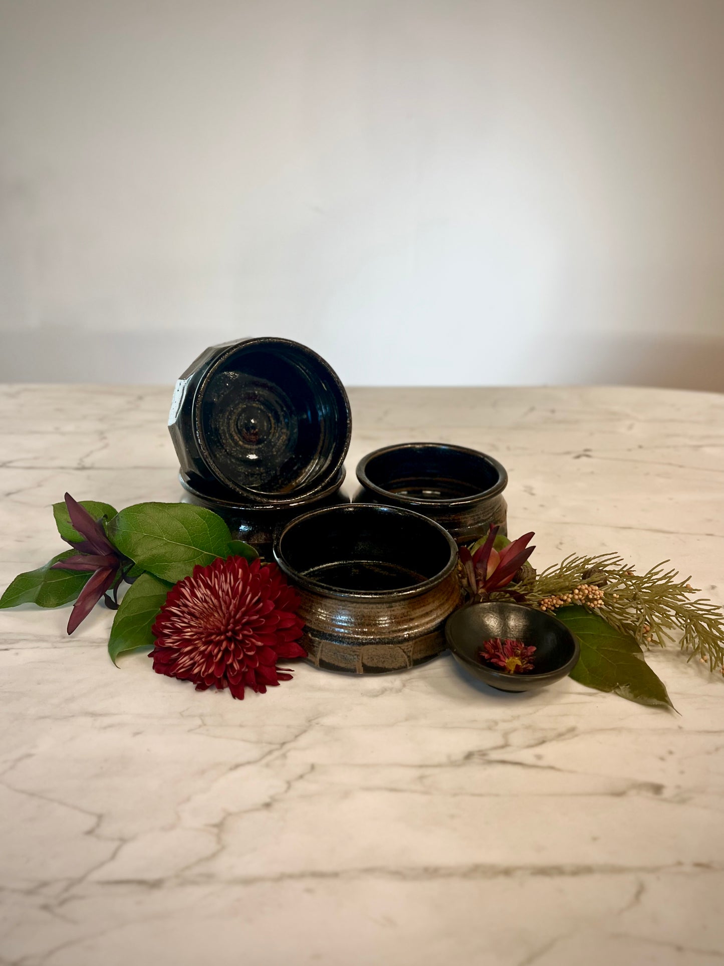 Hand Thrown Ceramic Bowls, Set of Four