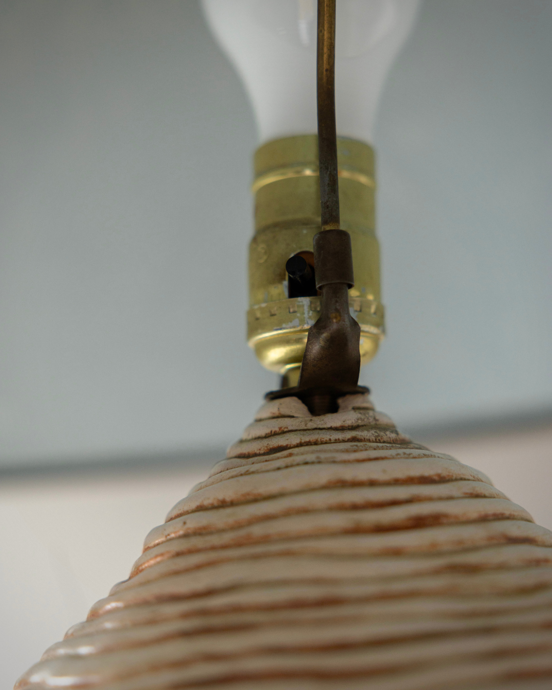 Coil-Built Ceramic Lamp with Wave Pattern