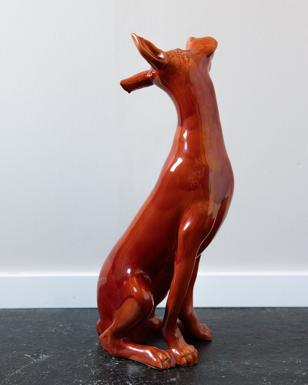 Italian Ceramic Stylized Sighthound Sculpture