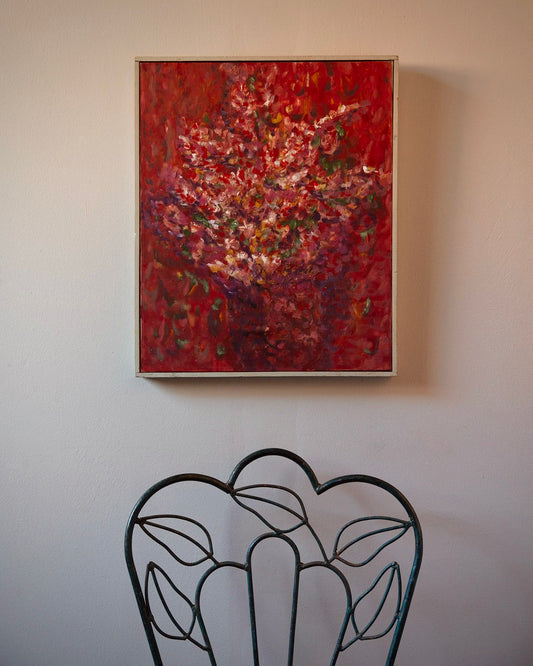 Crimson Impressionist Floral Painting