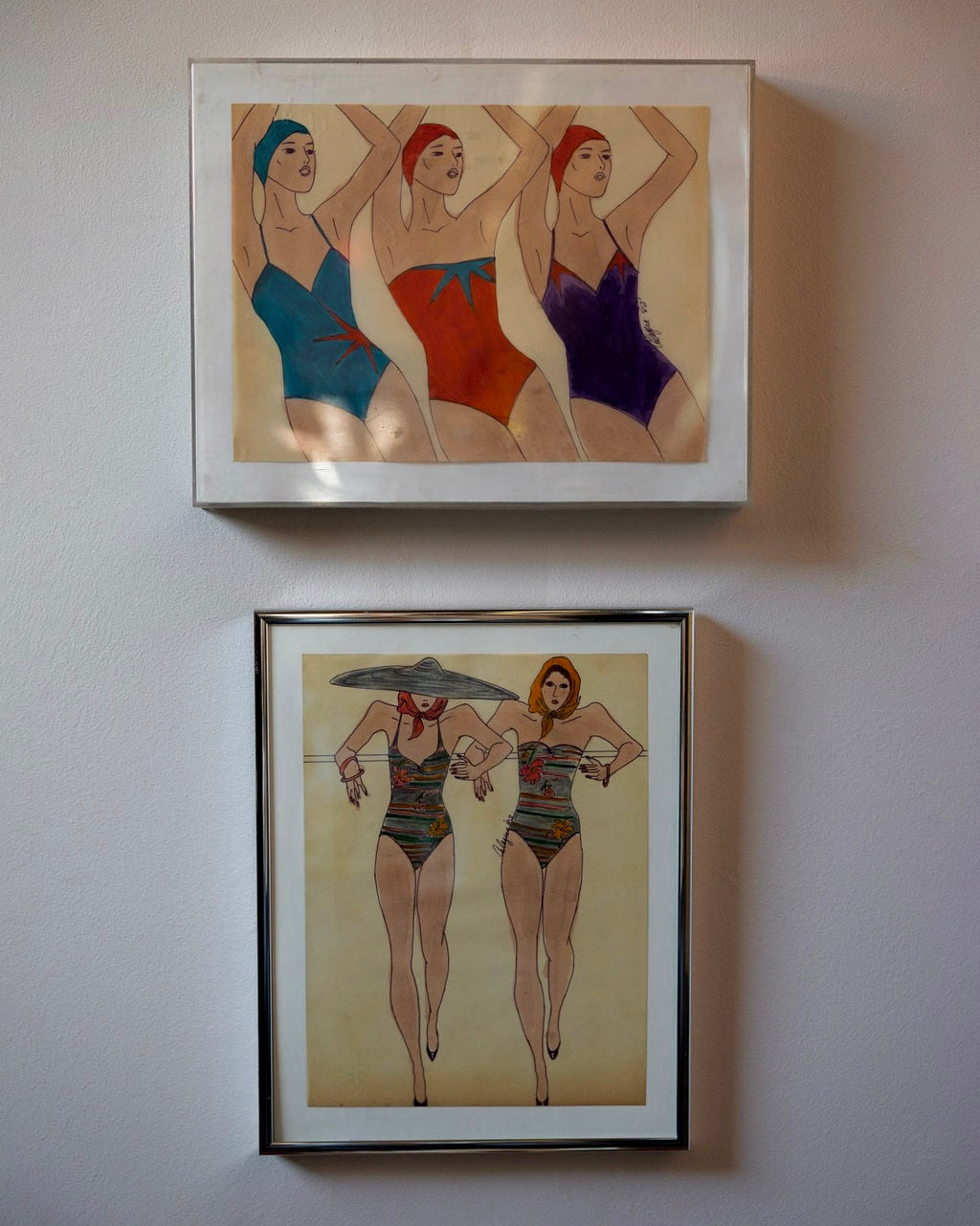 80s Glam Swimsuit Fashion Sketches