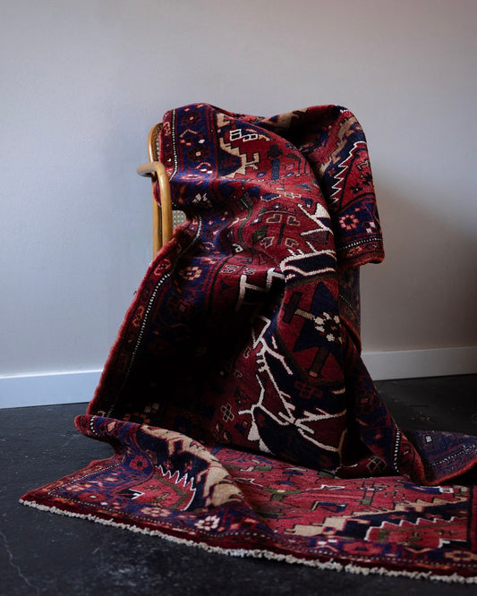 Vintage Persian Karaja Area Rug, Heriz Region