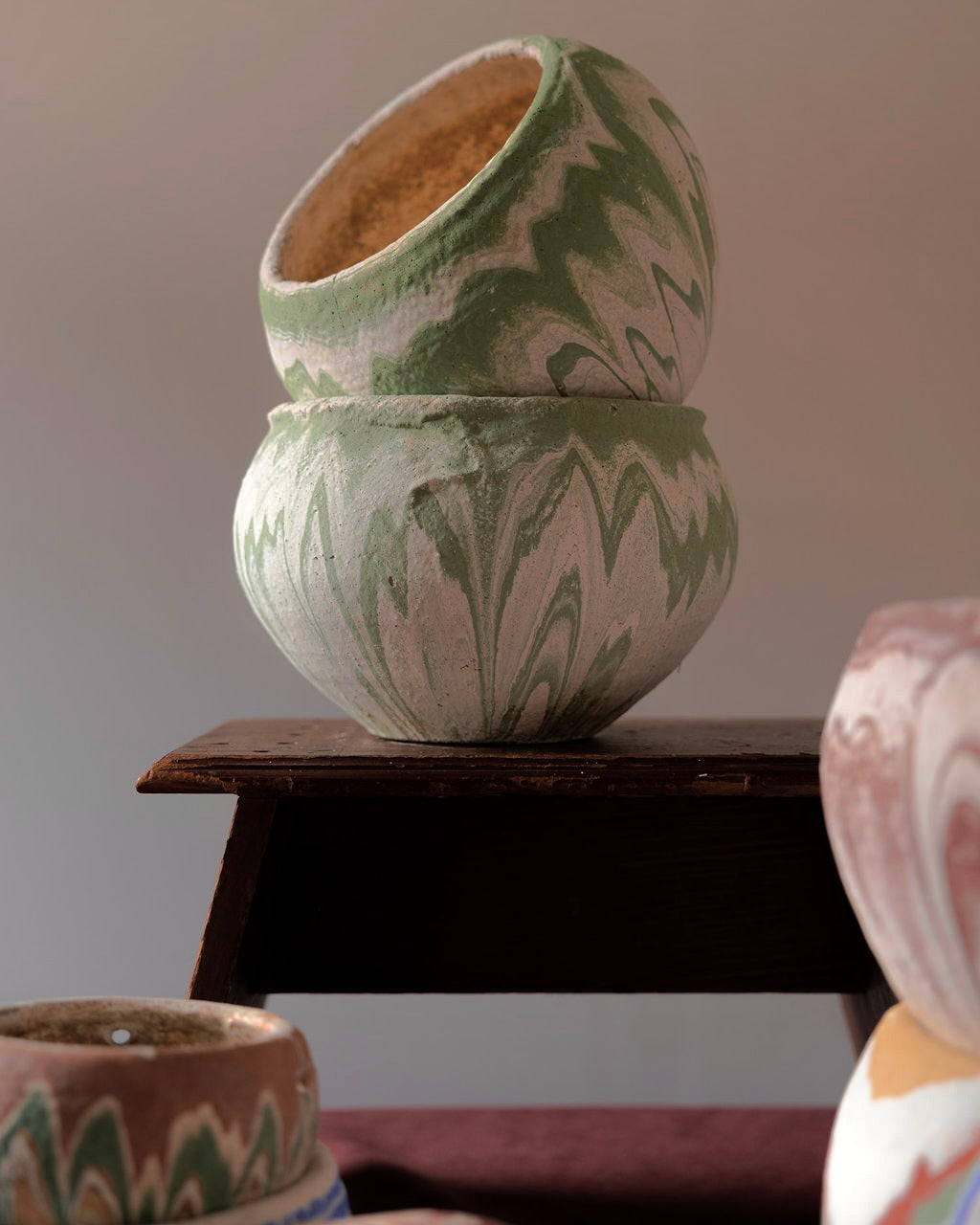 Ozark Roadside Pottery Pots in Green