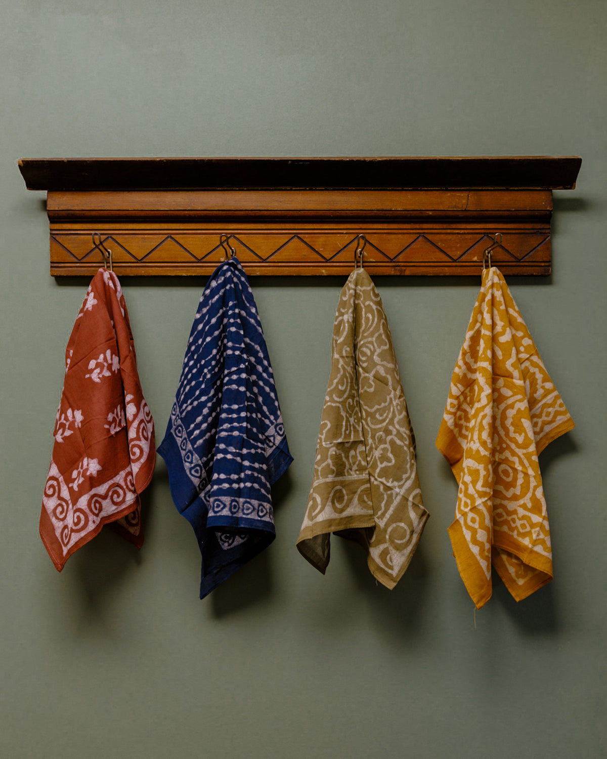 Hand Block-Printed Cotton Bandanas