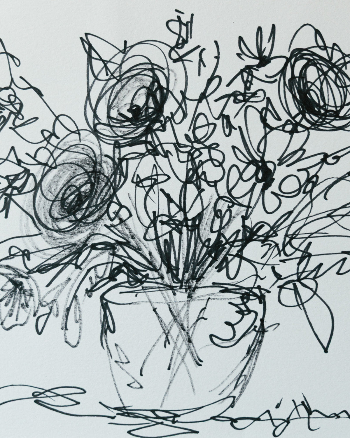 Ink Floral Still Life Sketch