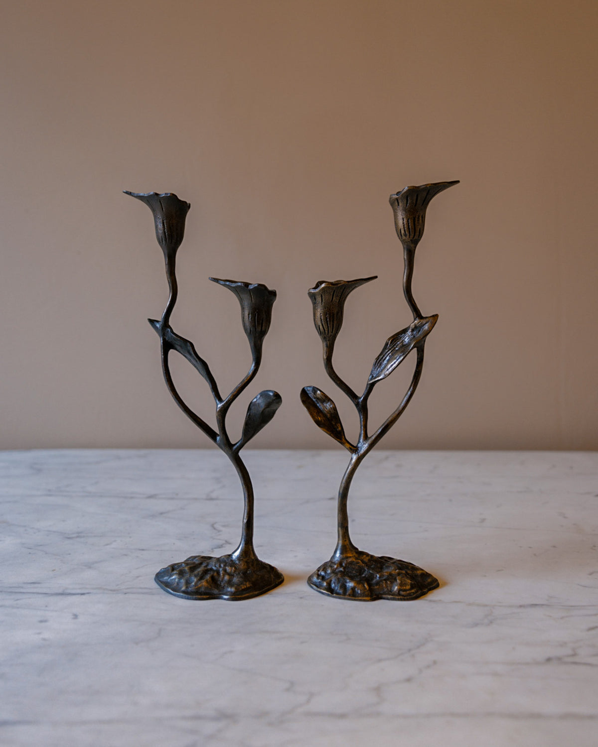 Cast Bronze Calla Lily Candle Holders