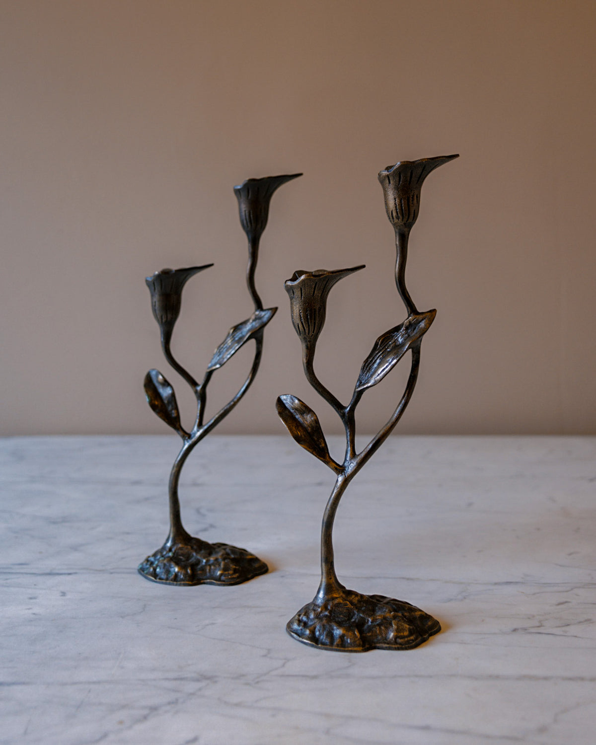 Cast Bronze Calla Lily Candle Holders