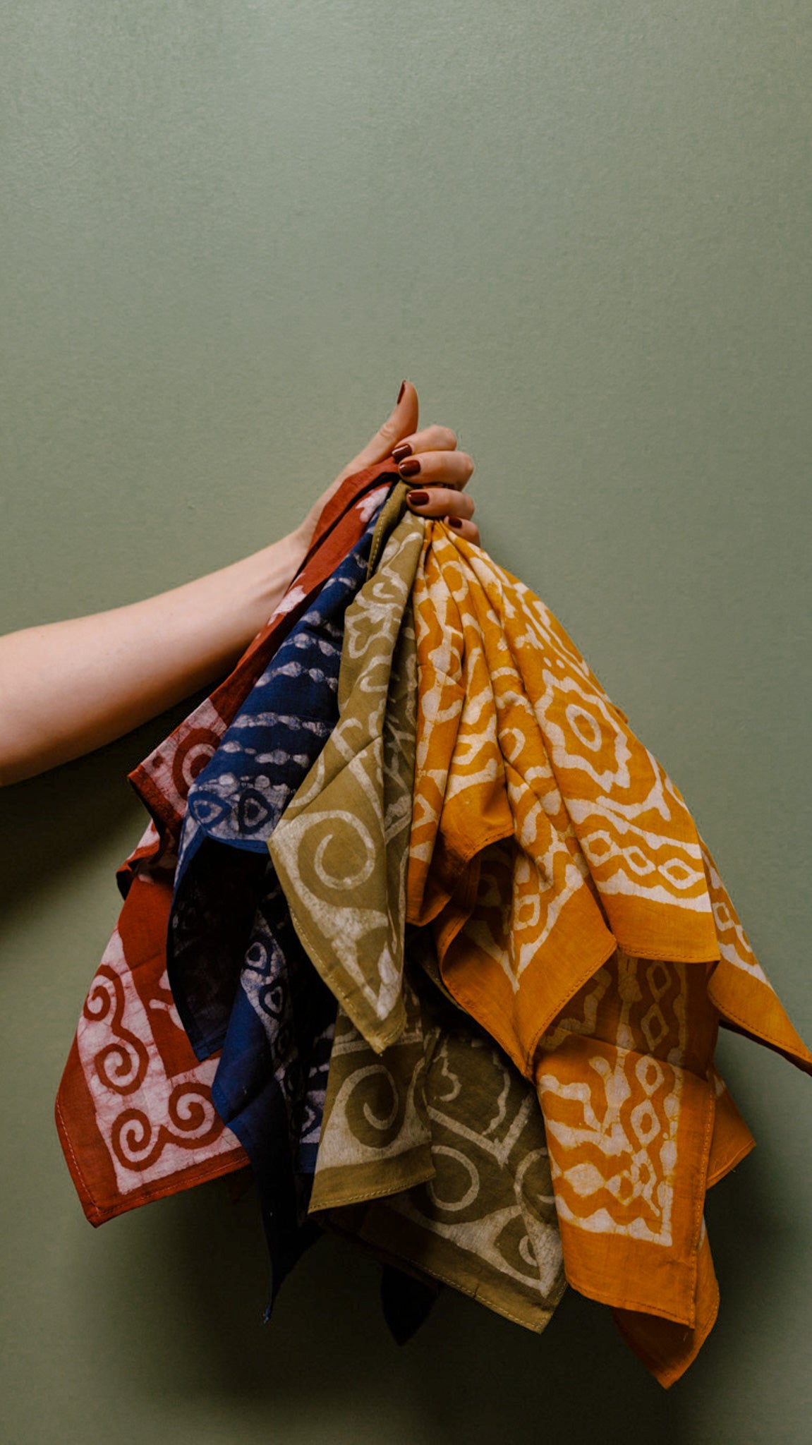 Hand Block-Printed Cotton Bandanas
