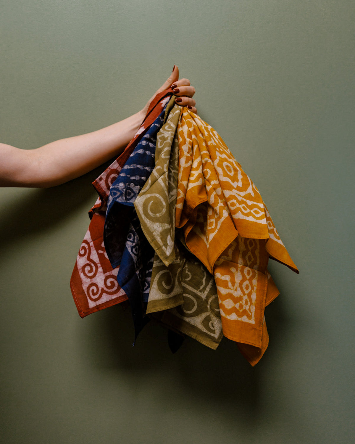 Hand Block-Printed Cotton Bandanas