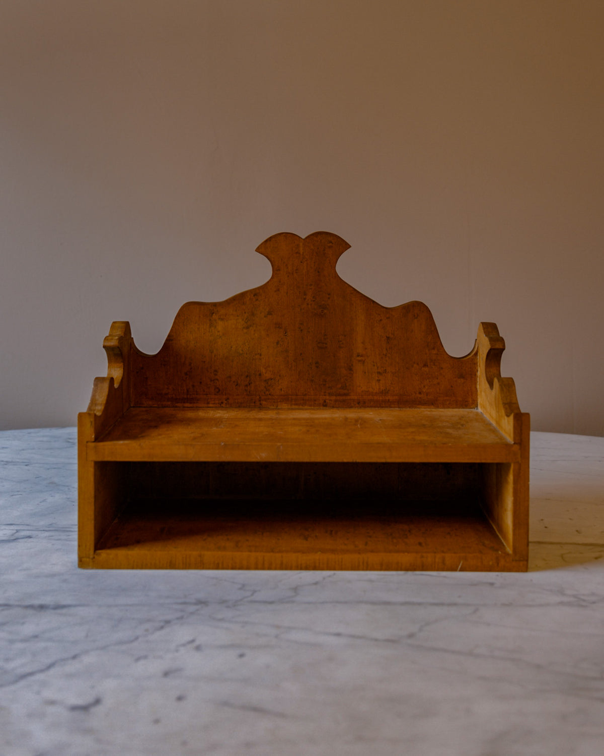 Curved Birdseye Maple Two-Tier Shelf