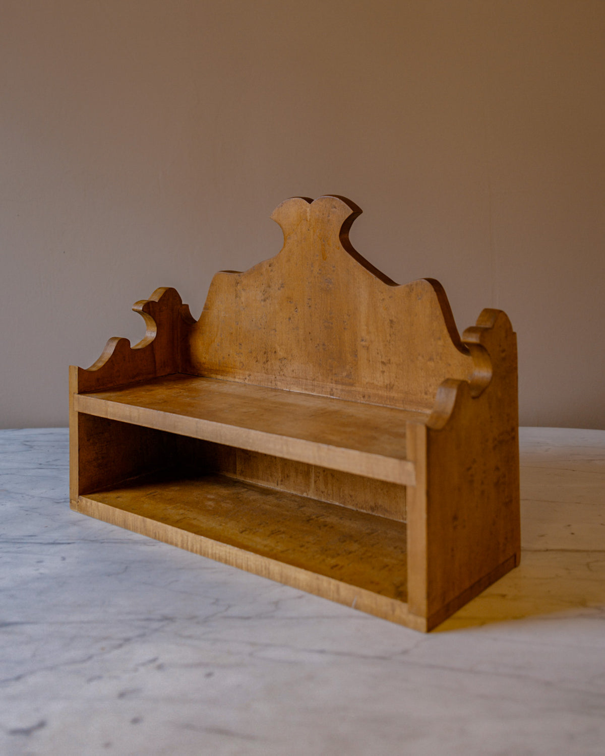 Curved Birdseye Maple Two-Tier Shelf