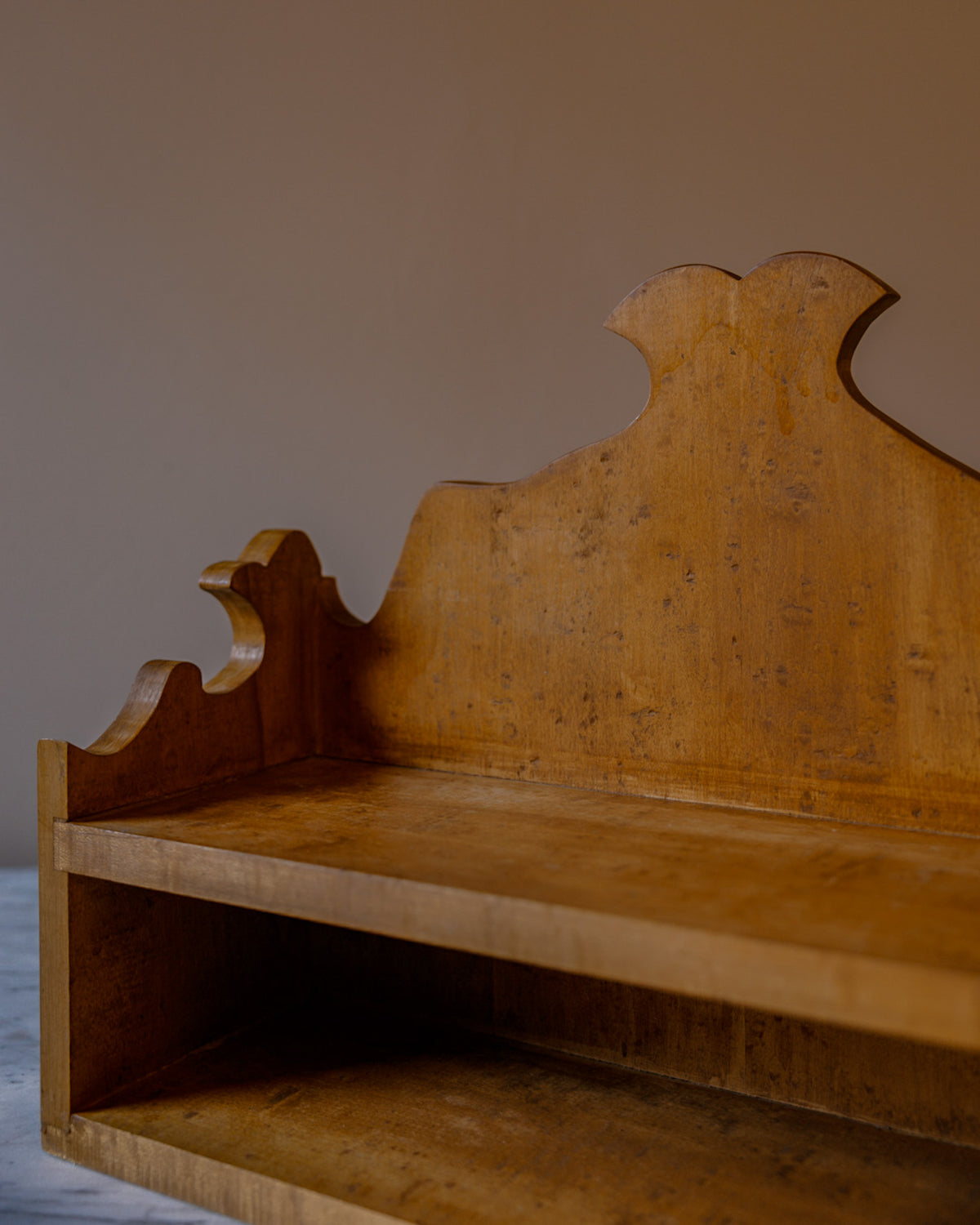 Curved Birdseye Maple Two-Tier Shelf