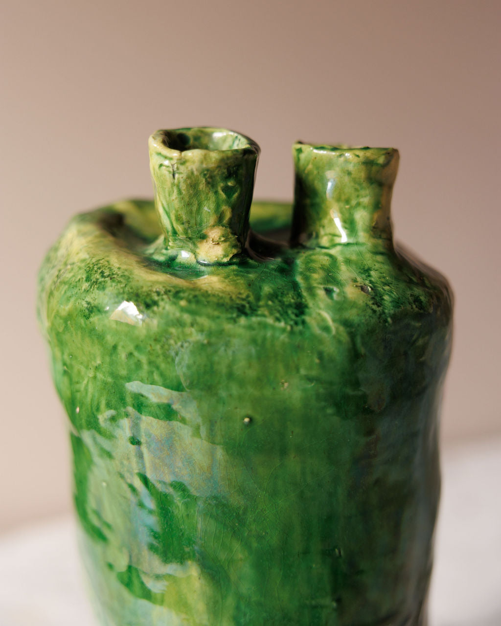 Sculptural Double-Opening Pottery Vase
