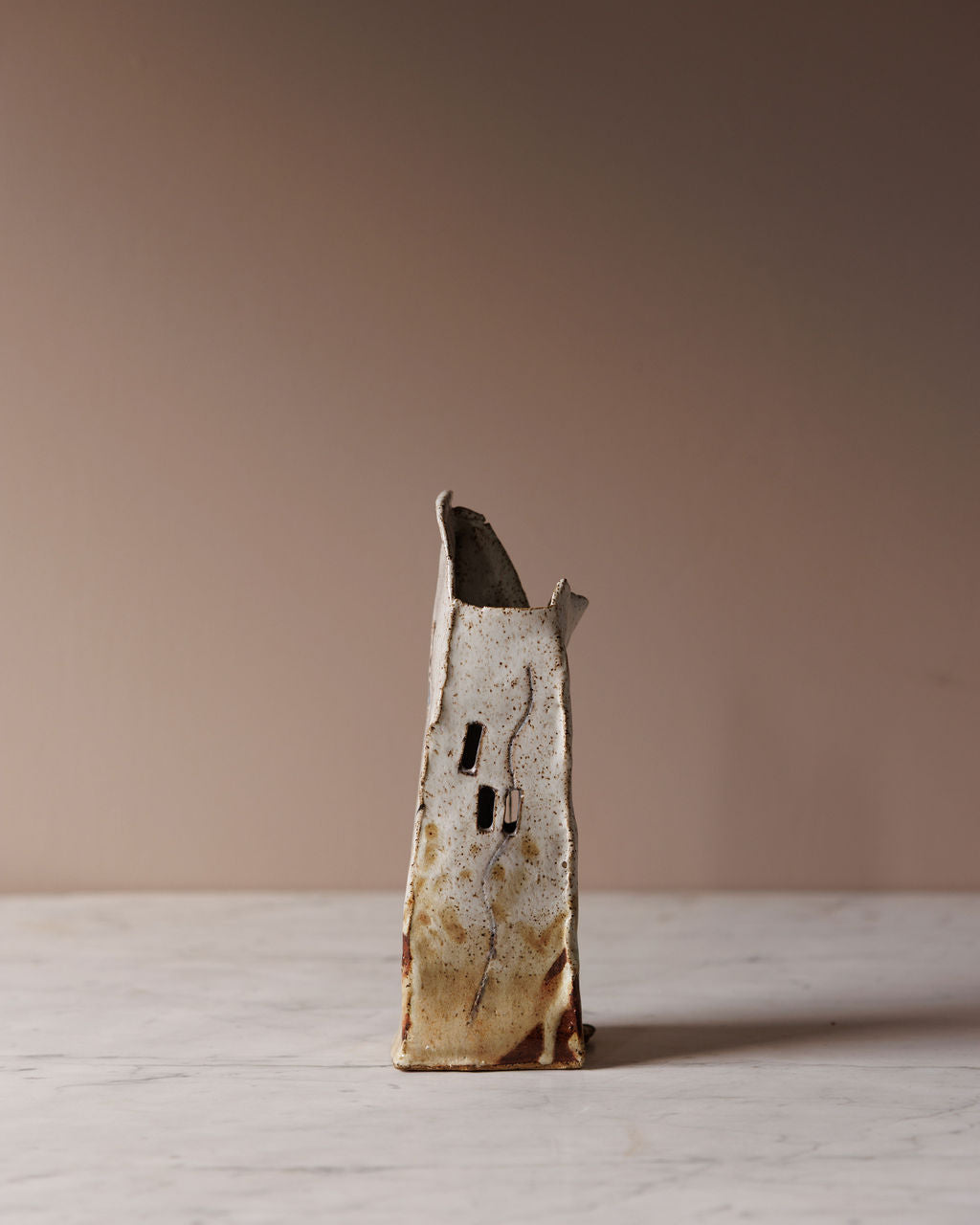 Sculptural House-Form Studio Pottery Vase