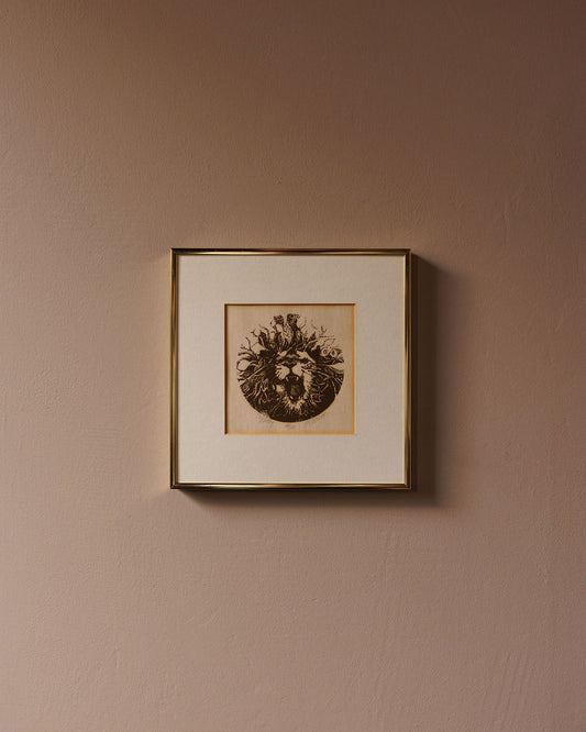 Circular Lion Etching, "Big Kitty"