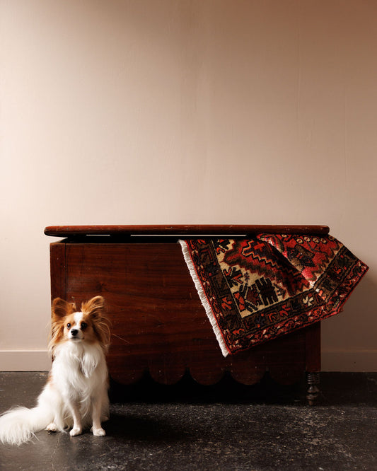 Scalloped Wood Blanket Chest with Turned Legs