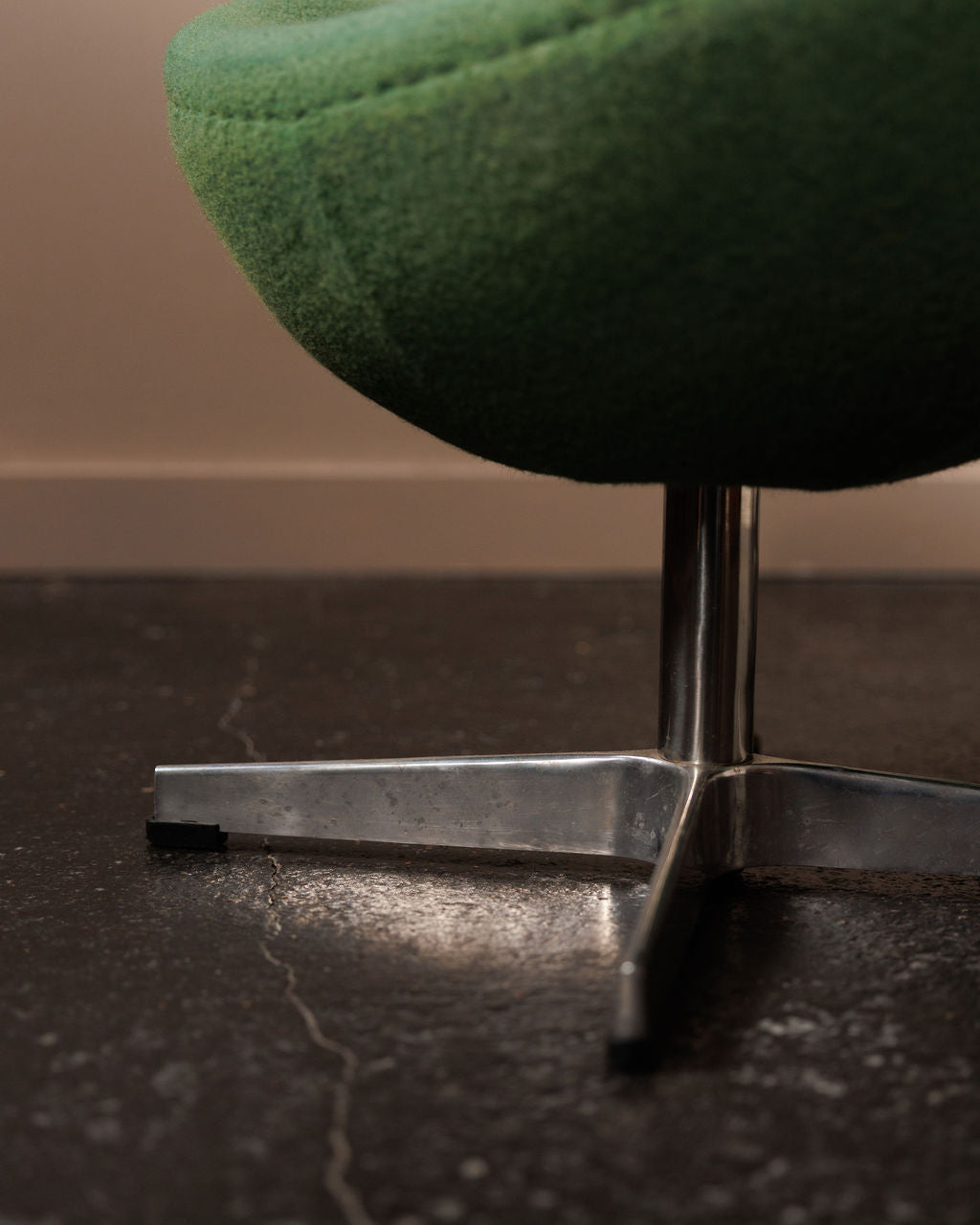 Midcentury Green Egg Chair and Ottoman