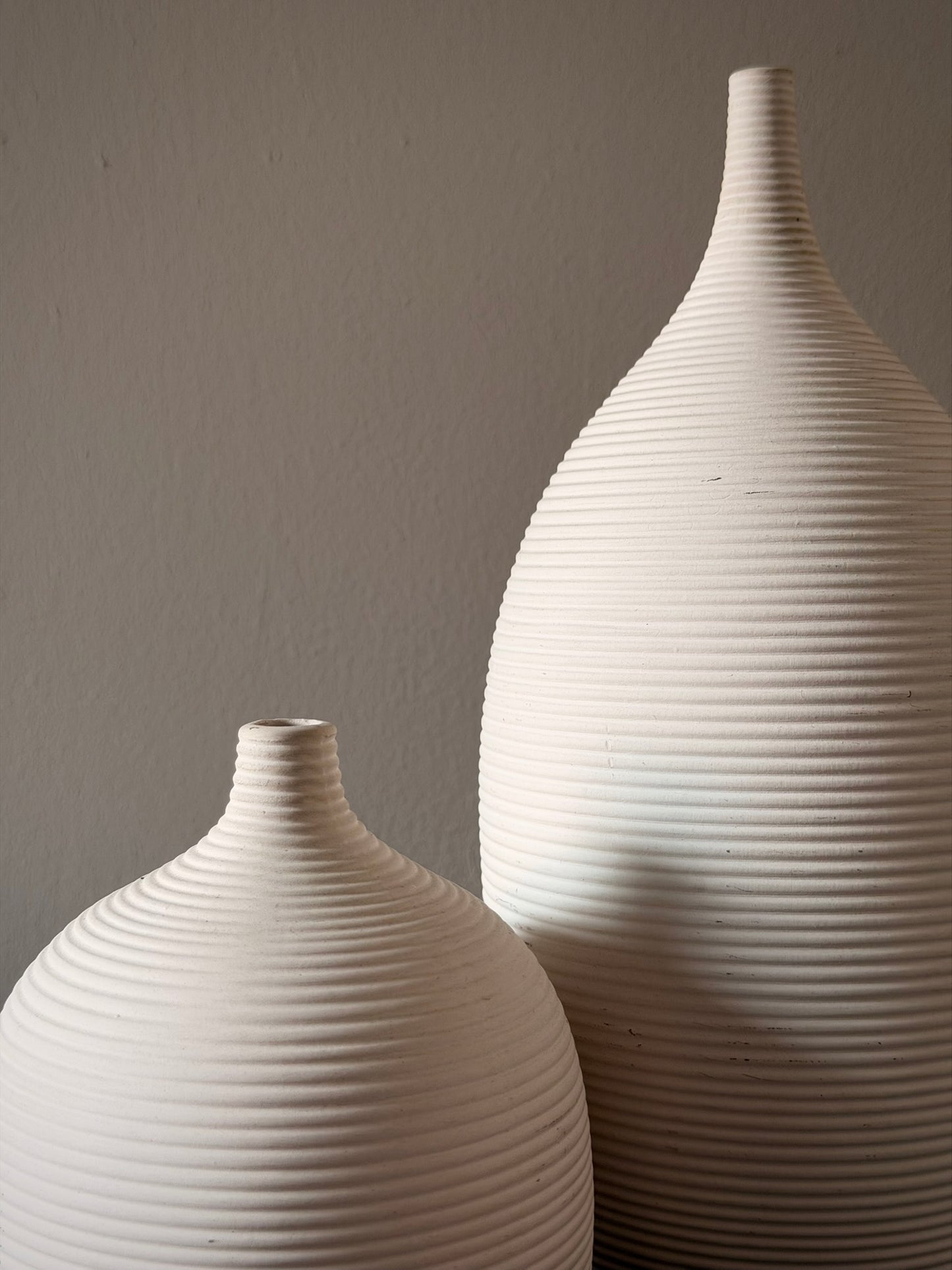 Ribbed Studio Ceramic Vase Pair