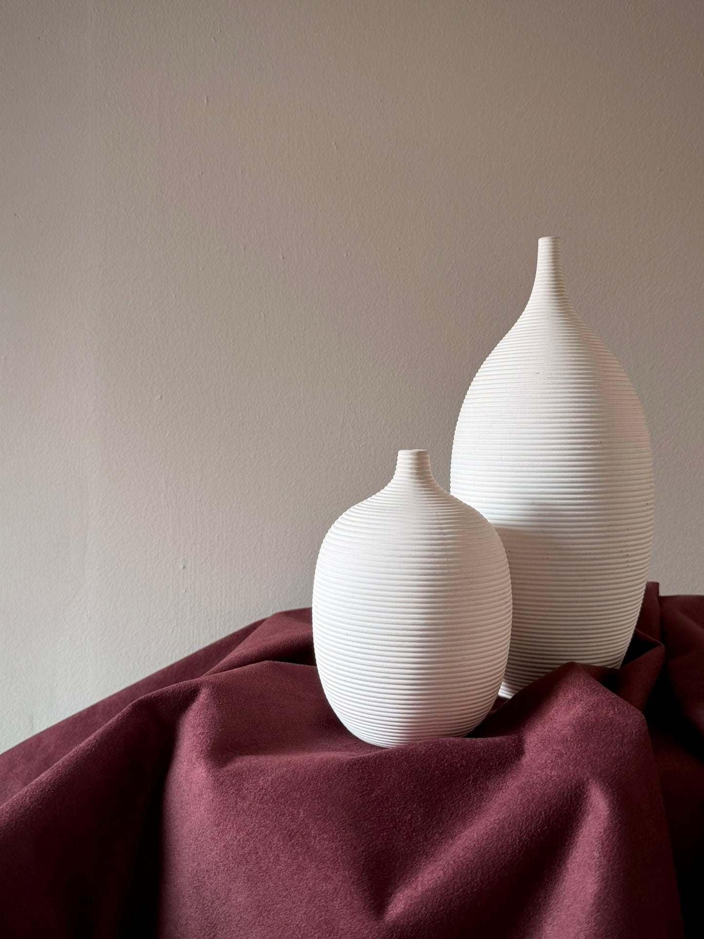 Ribbed Studio Ceramic Vase Pair
