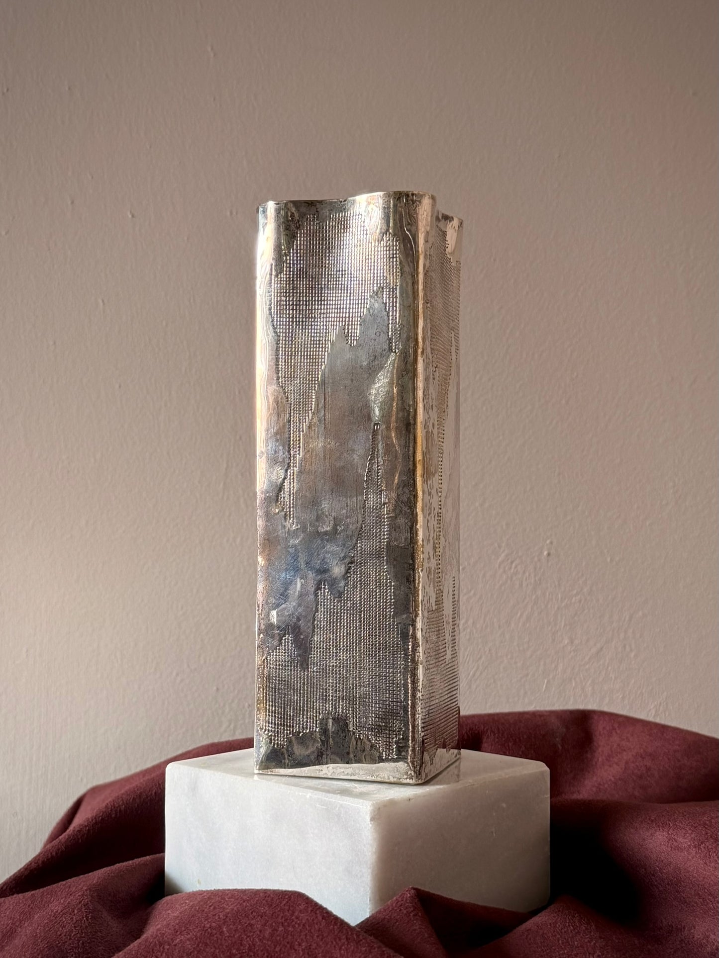 Vintage Silverplate Vase with Ruffled Edge