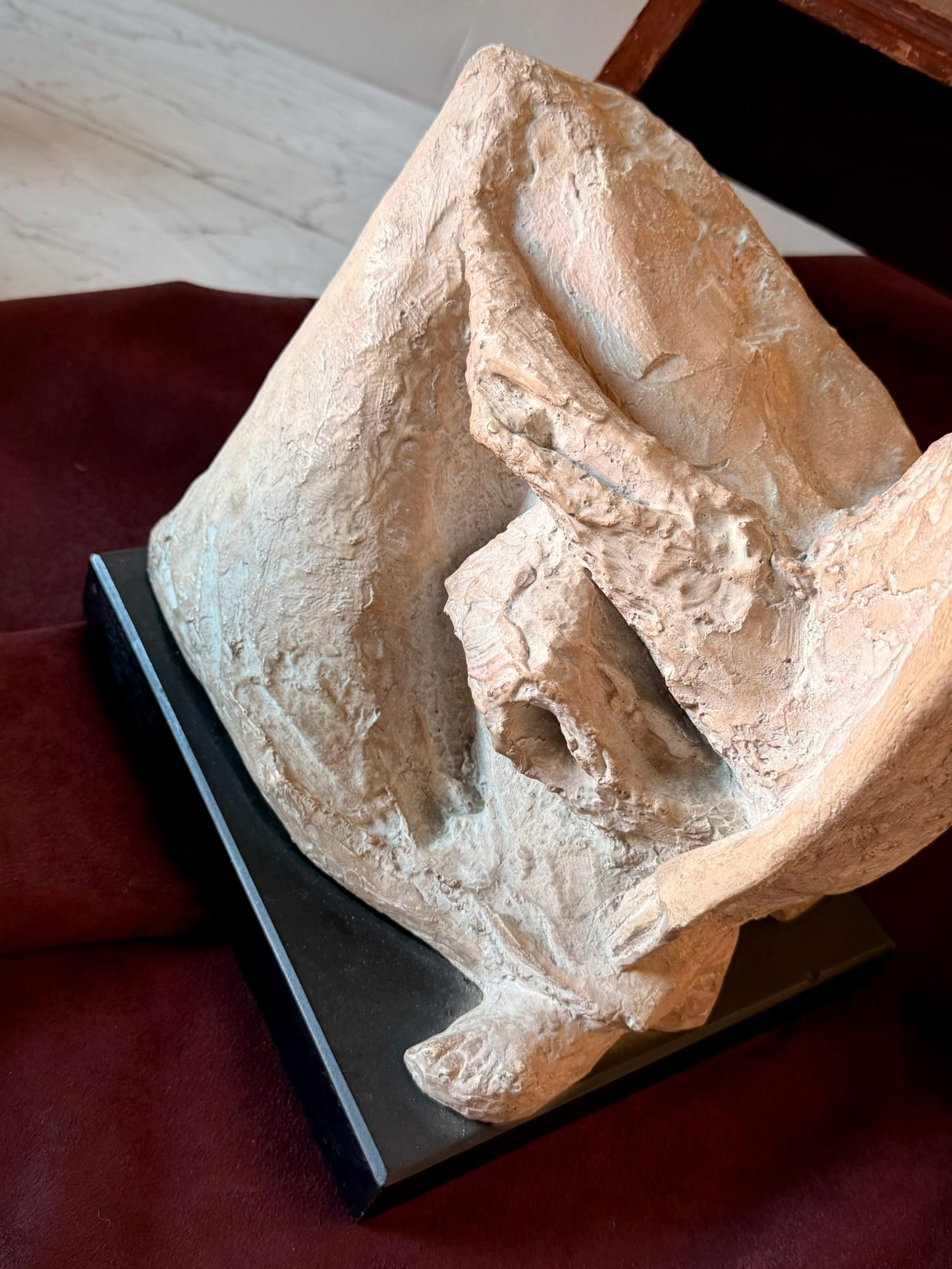 Painted Plaster Figure Sculpture on Plinth