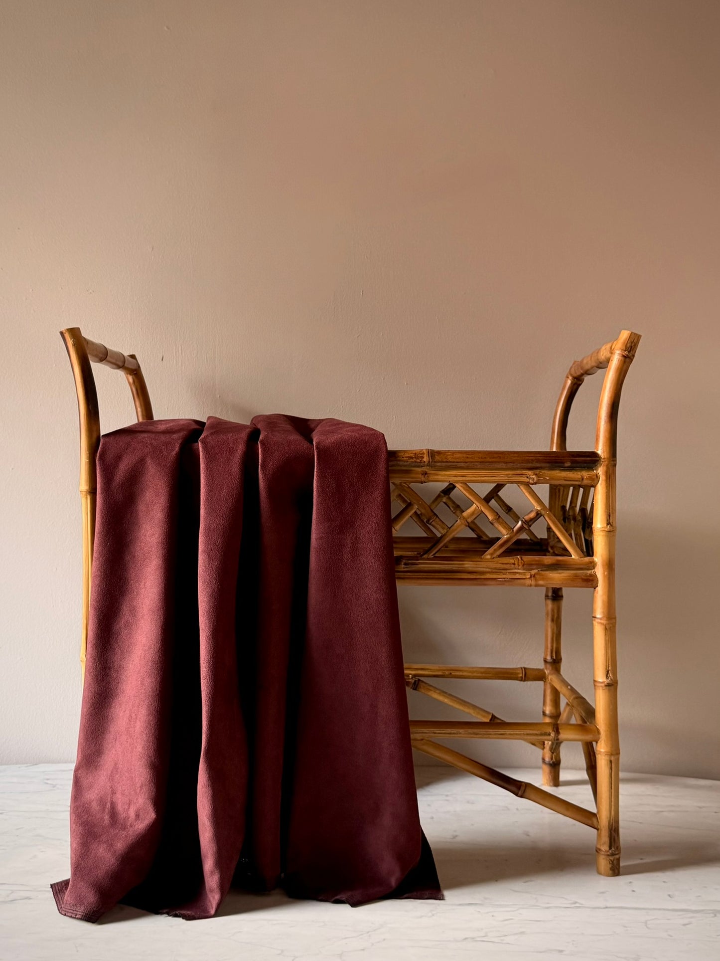 1970s Scorched Bamboo Slatted Bench