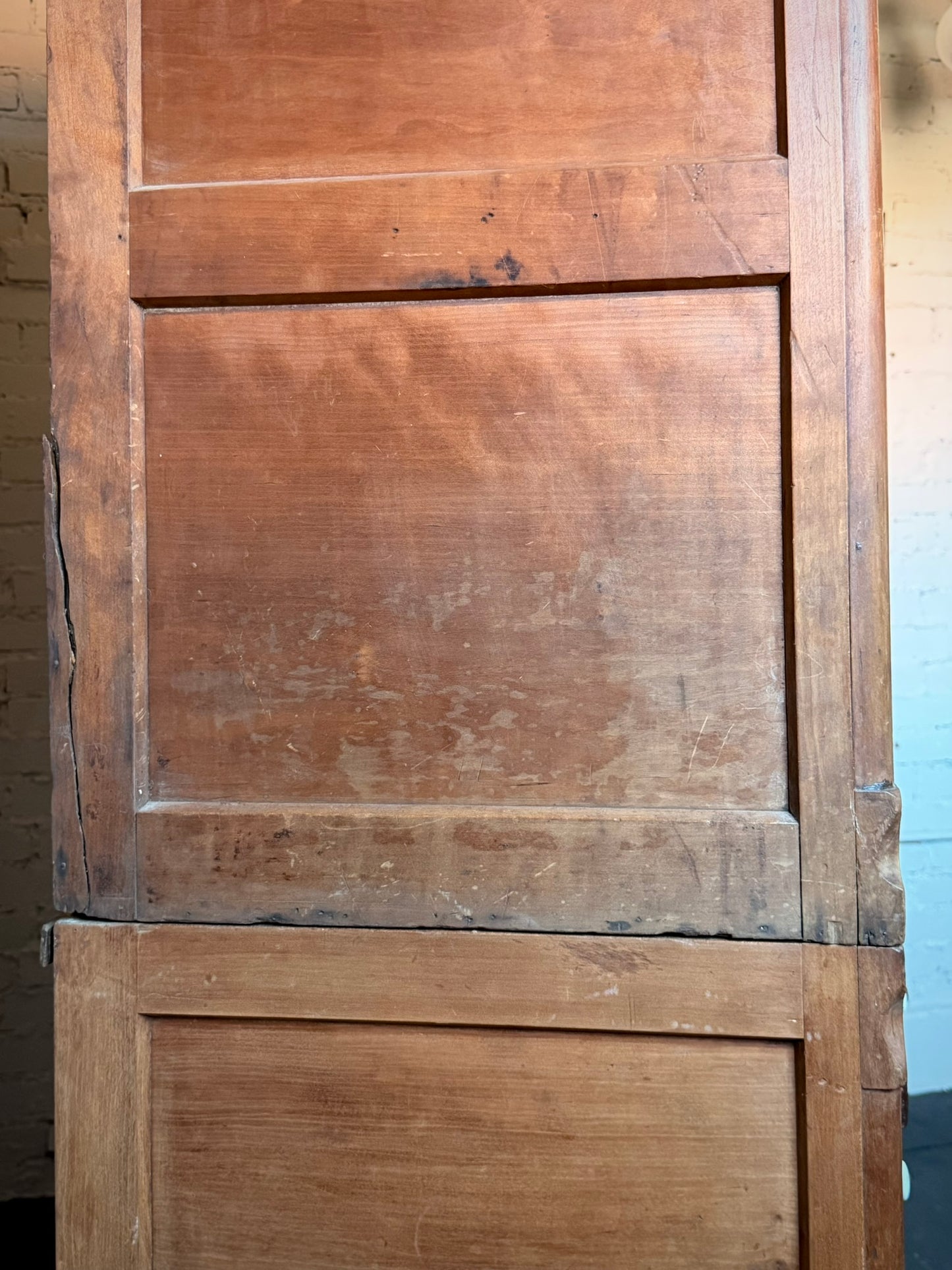 American Carved Pine Two Piece Cabinet c. 1900