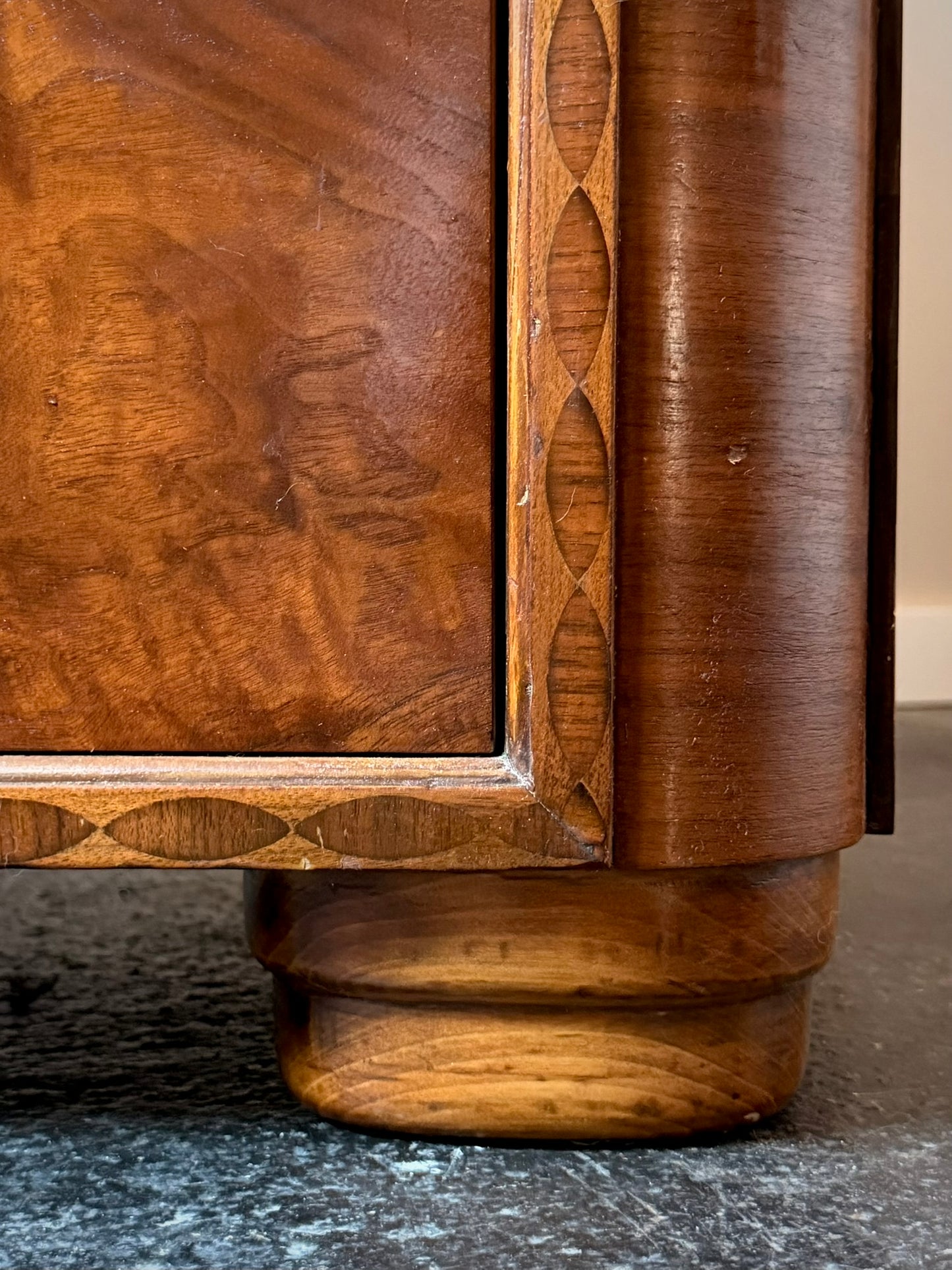 Art Deco Burl Walnut Tall Chest of Drawers
