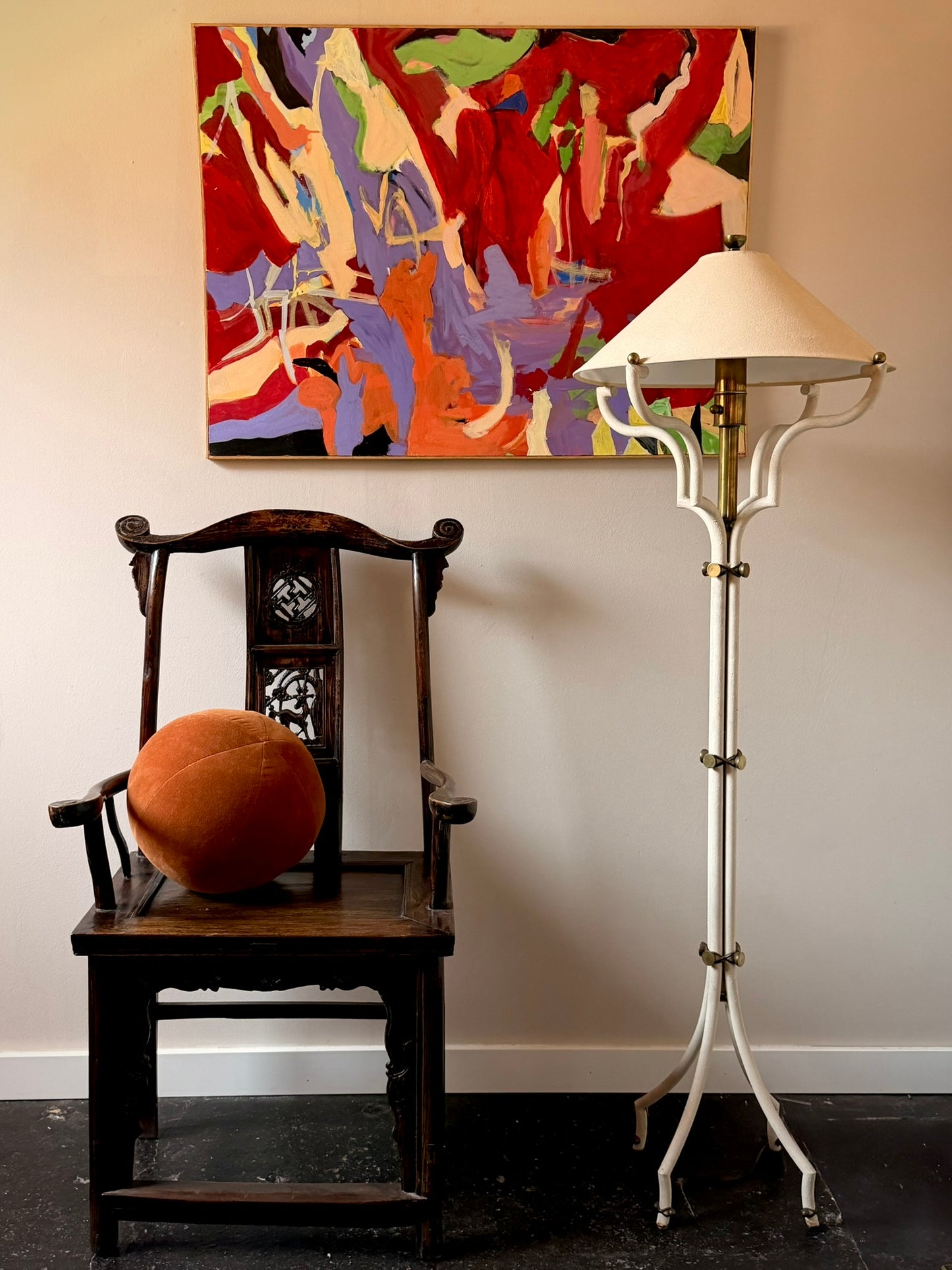 1980s Hart and Associates Brass and Gesso Floor Lamp