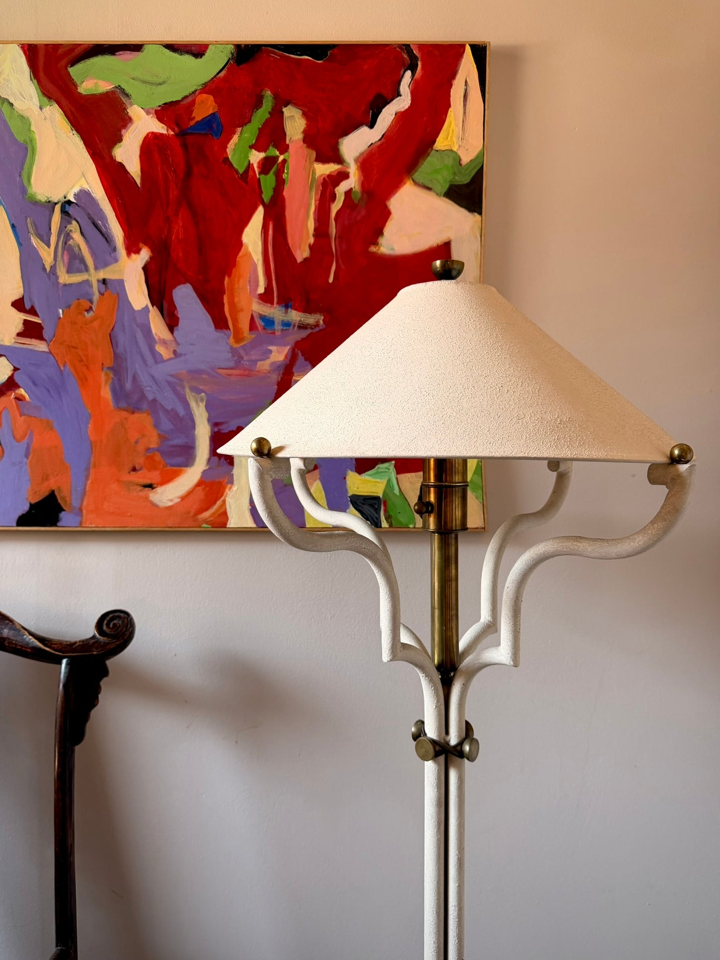 1980s Hart and Associates Brass and Gesso Floor Lamp