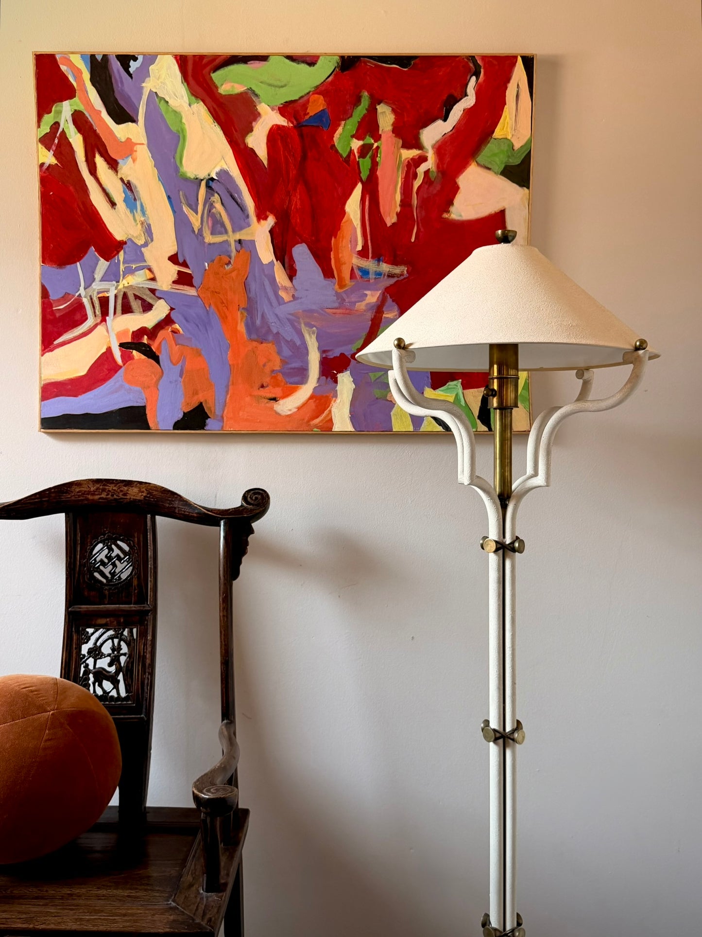 1980s Hart and Associates Brass and Gesso Floor Lamp