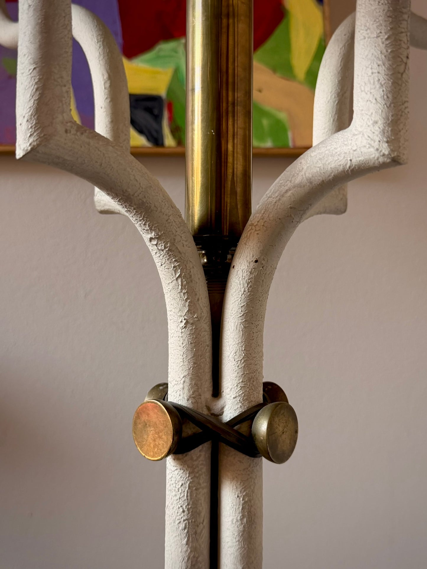1980s Hart and Associates Brass and Gesso Floor Lamp