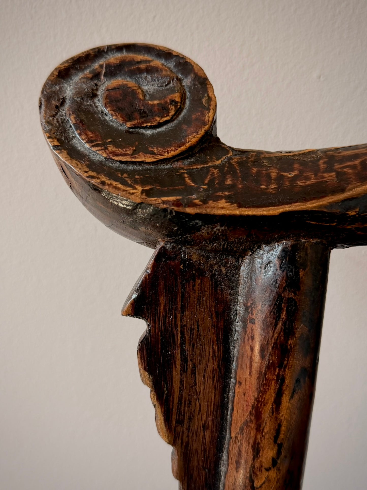 Circa Early 19th Century Chinese Official's Hat Elm Wood Armchair