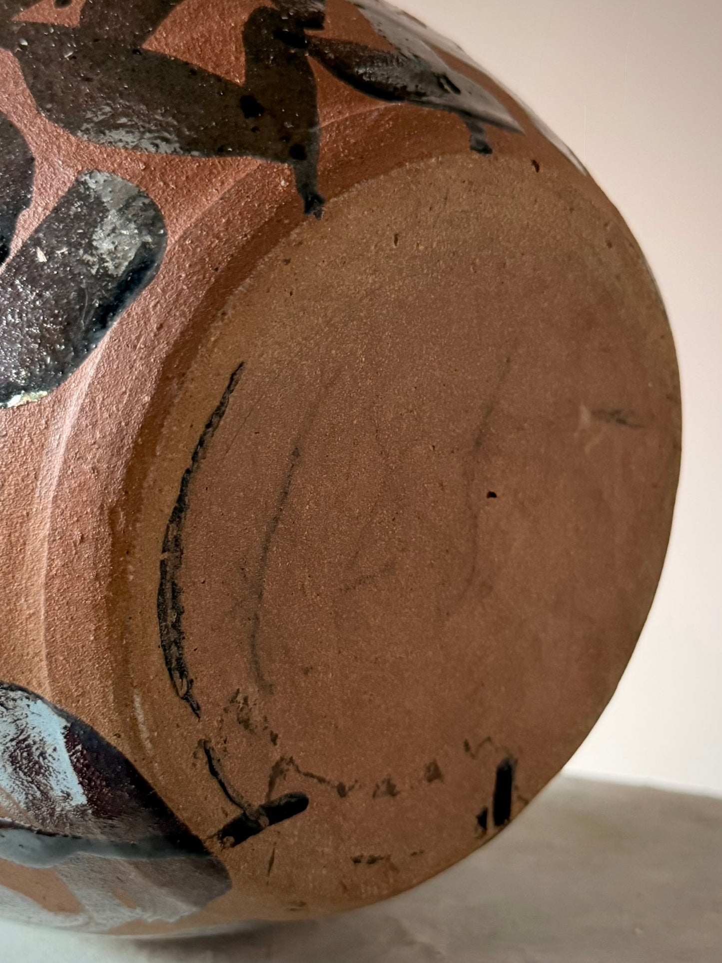 Stoneware Vase with Metallic Drip Glaze