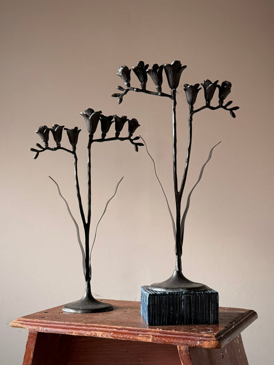 Iron Tulip and Leaf Candelabras (Pair)