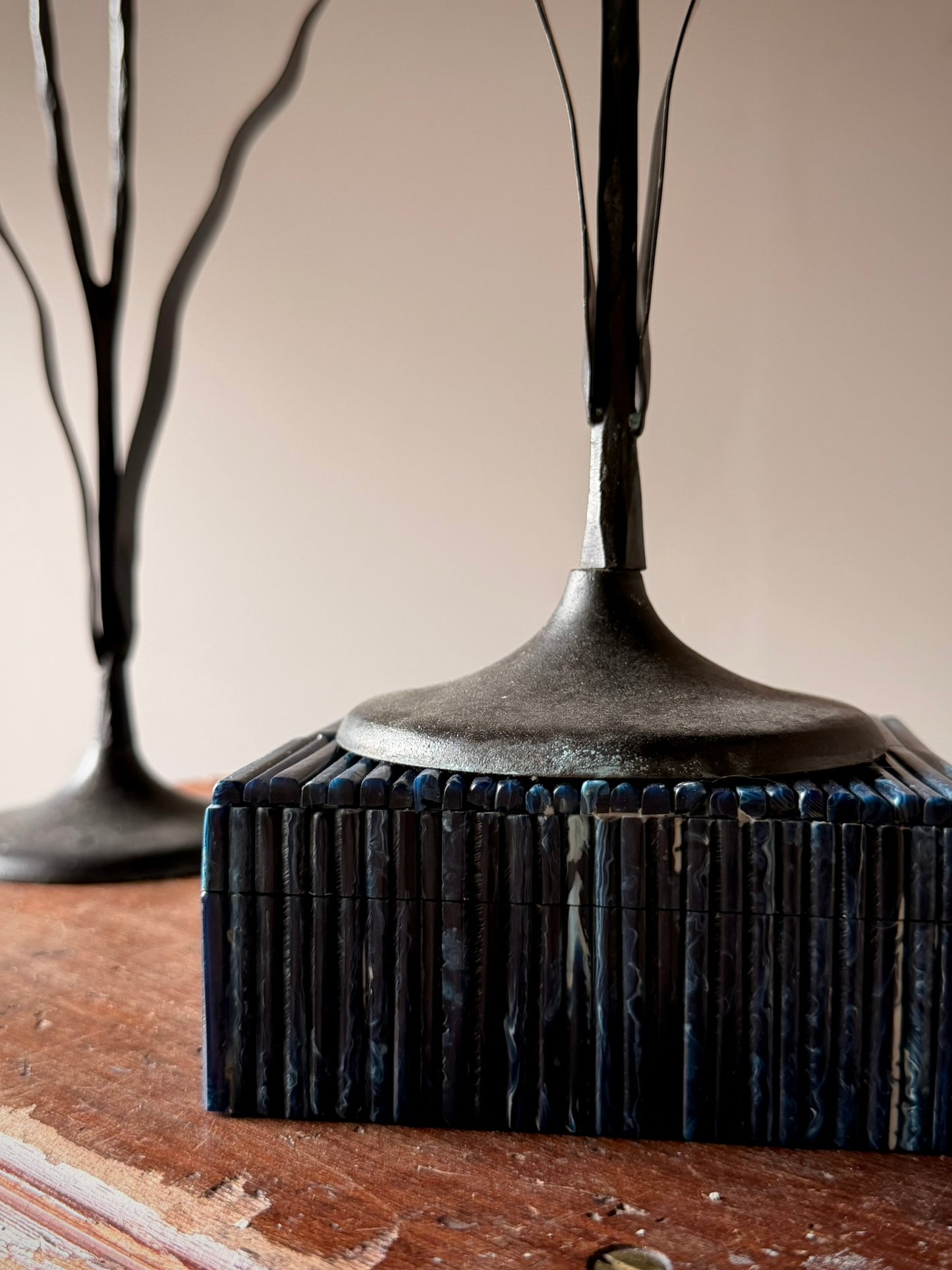 Iron Tulip and Leaf Candelabras (Pair)