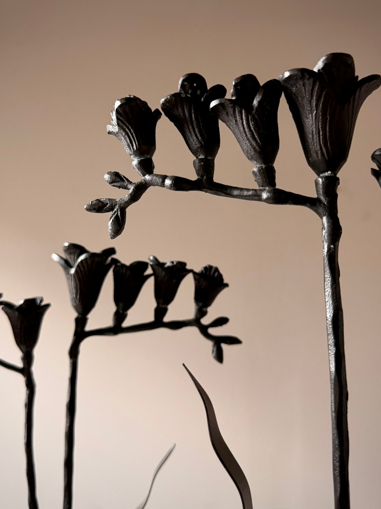 Iron Tulip and Leaf Candelabras (Pair)