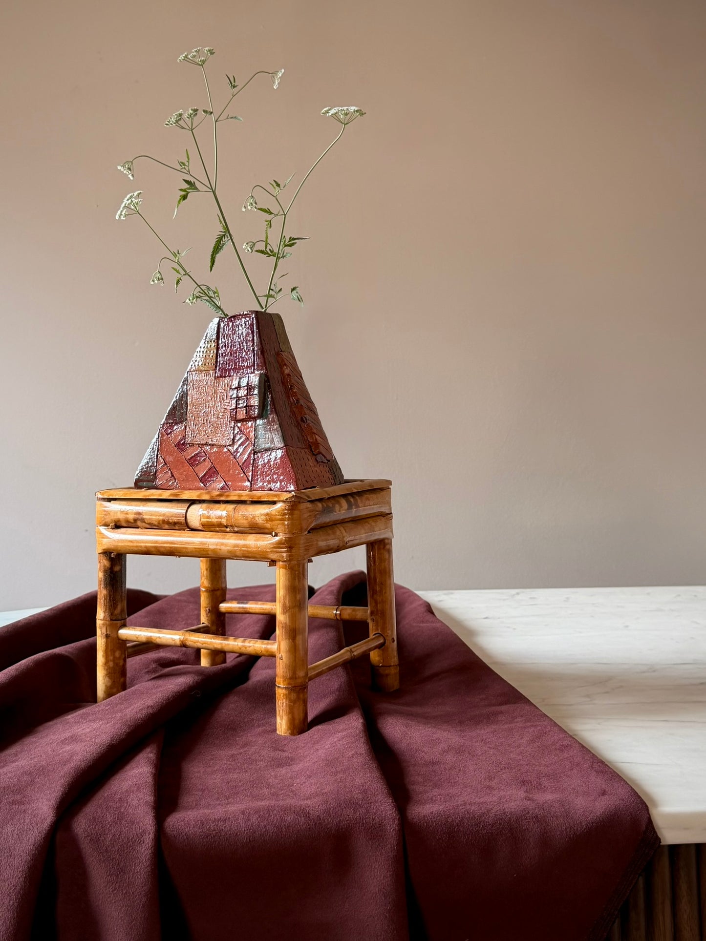 Patchwork Studio Pottery Vase