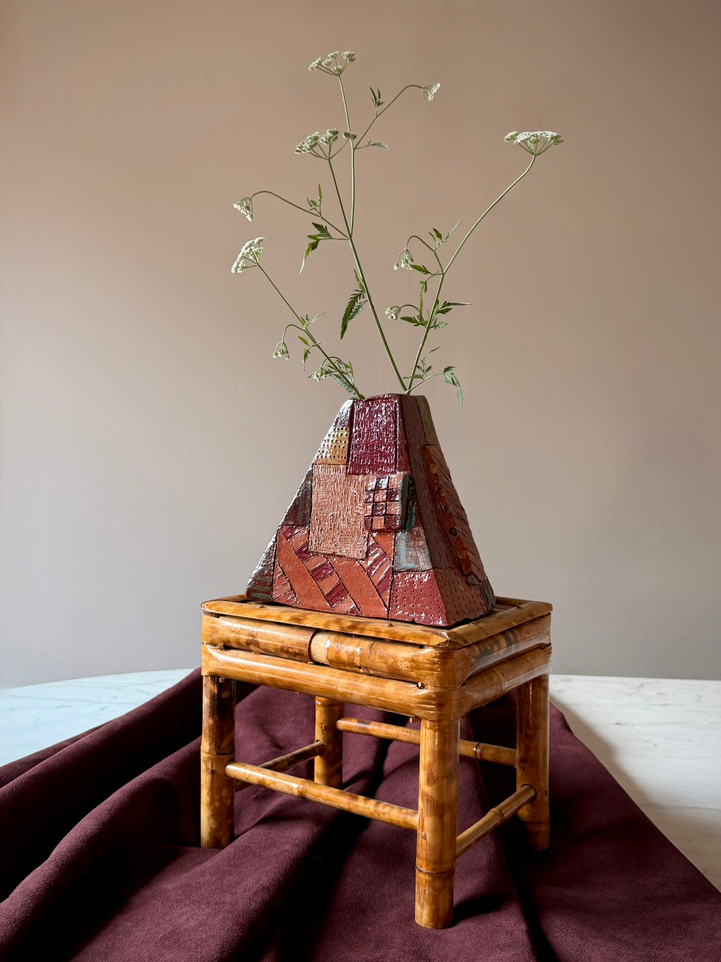 Patchwork Studio Pottery Vase