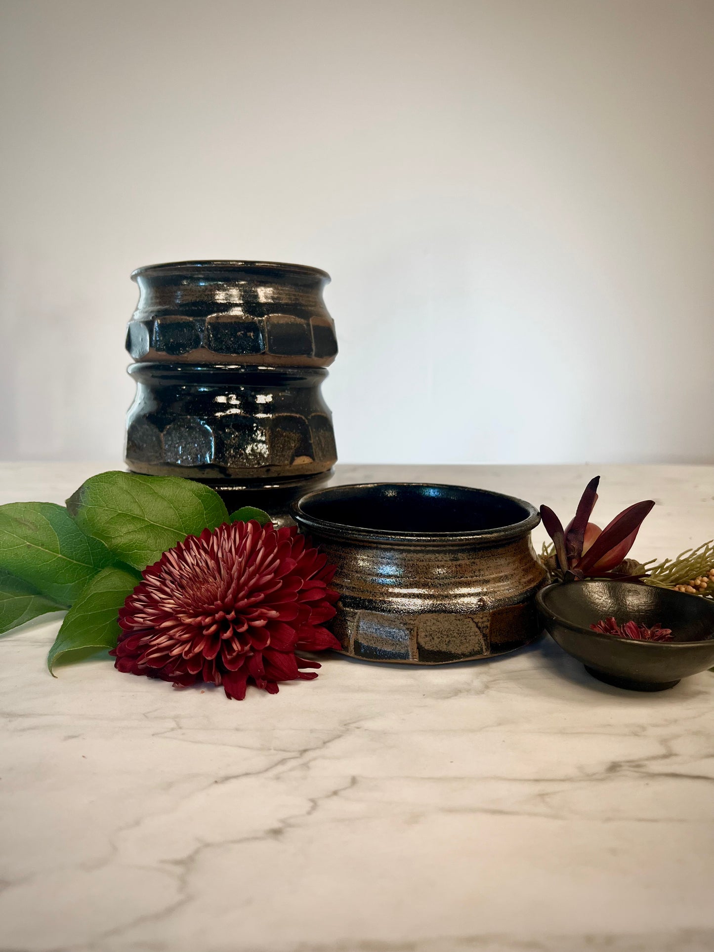 Hand Thrown Ceramic Bowls, Set of Four