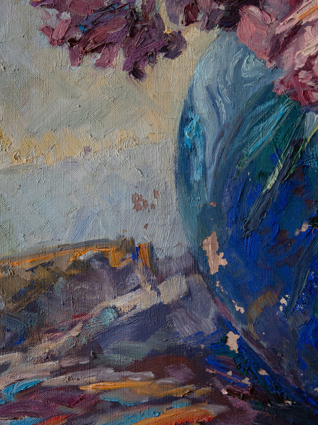 Post-Impressionist Floral Still Life Oil on Canvas, Ruth Kerlin Hibbs, 1960s
