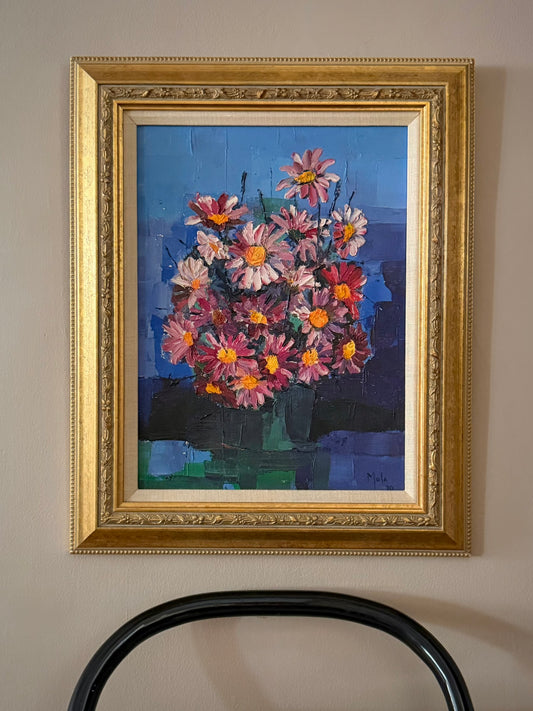 Cobalt Floral Still Life Oil Painting