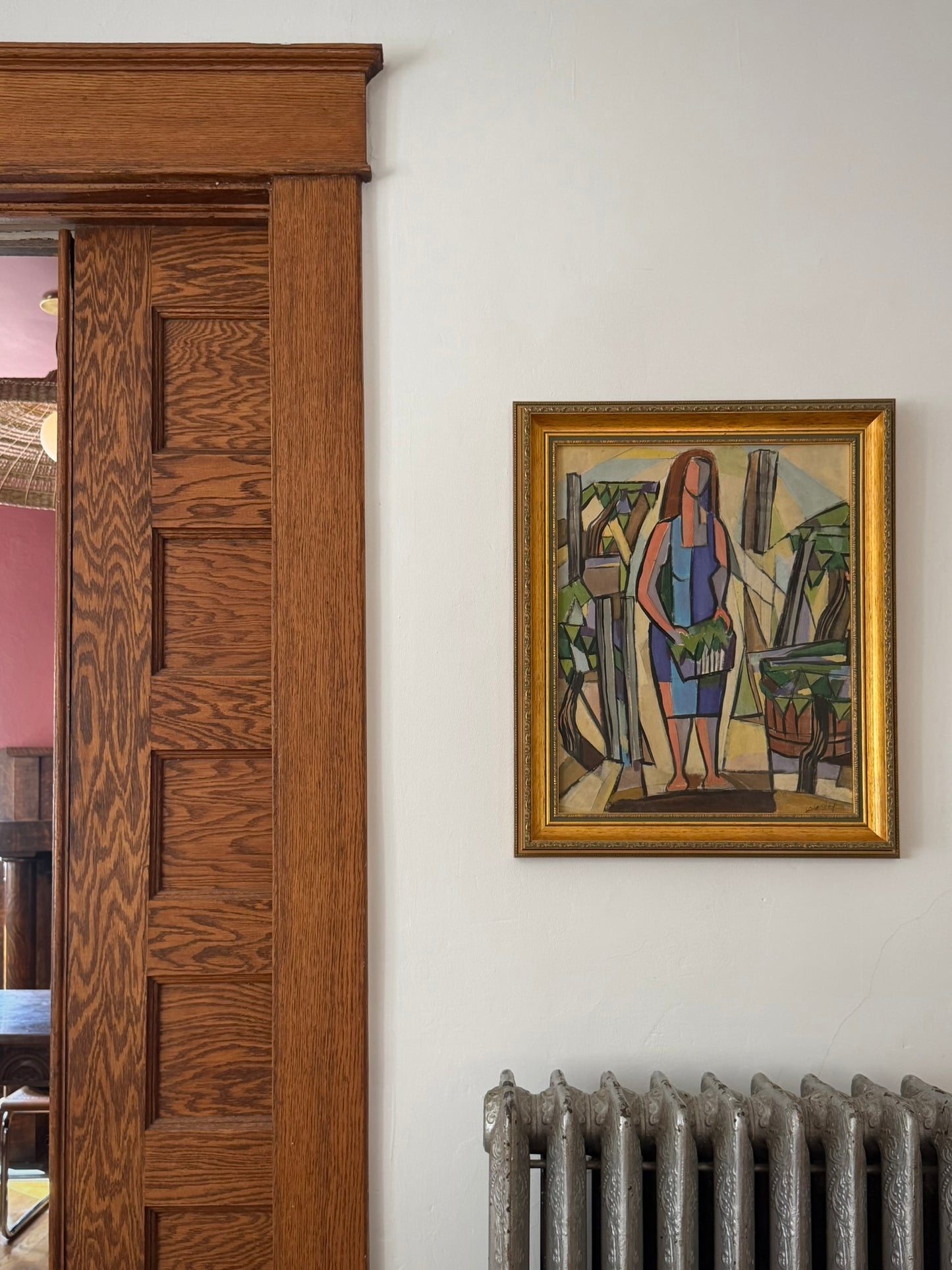 French Cubist Figural Oil Painting