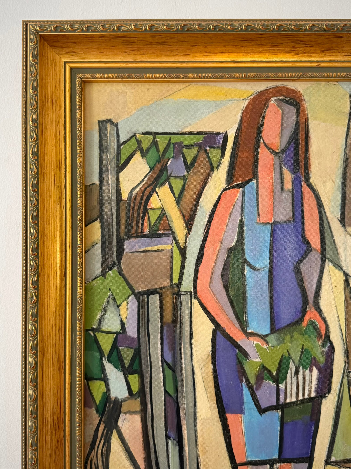 French Cubist Figural Oil Painting
