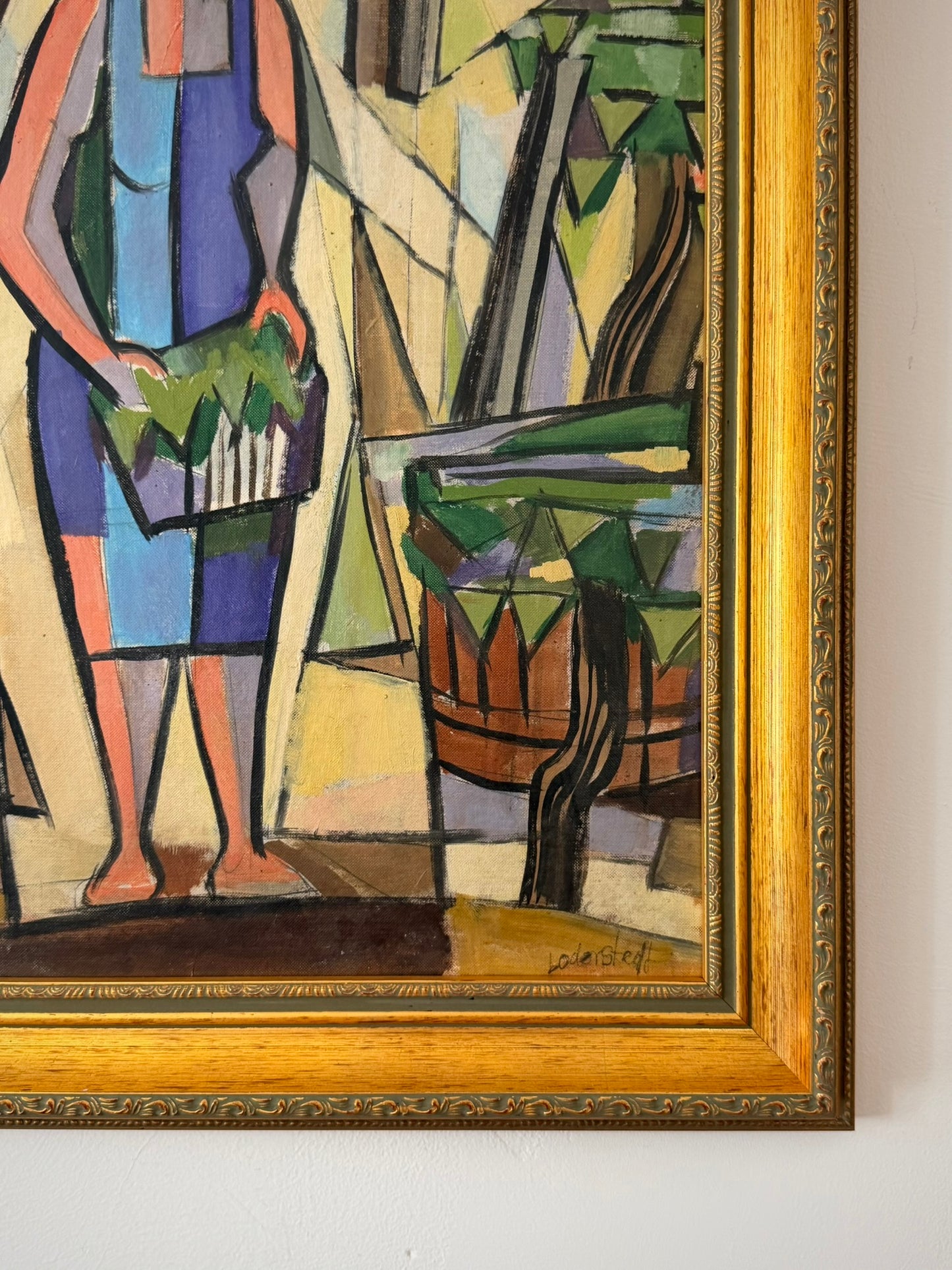 French Cubist Figural Oil Painting