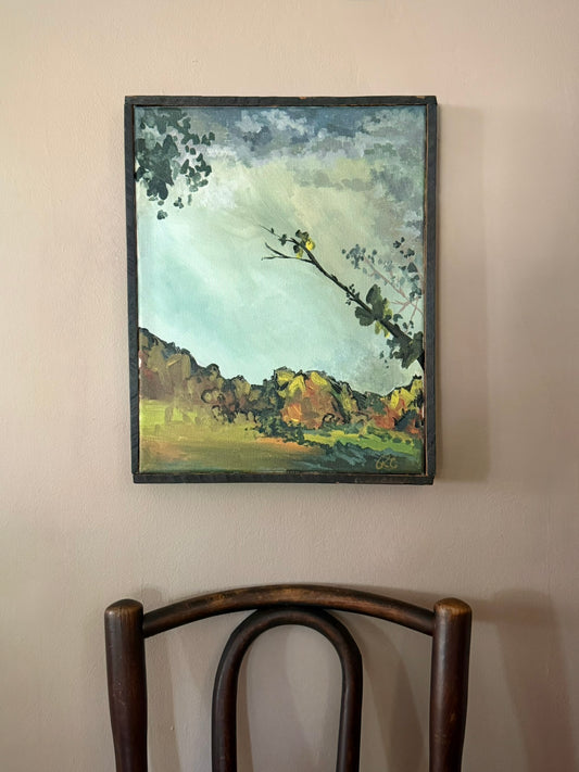 Moody Landscape Oil Painting with Vast Sky