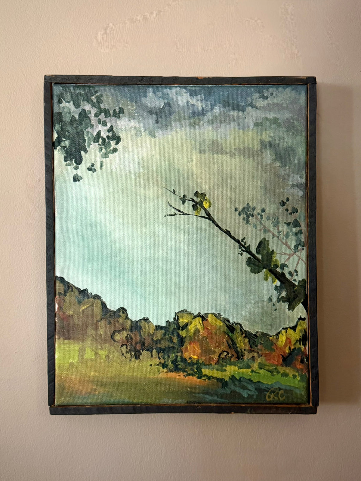 Moody Landscape Oil Painting with Vast Sky
